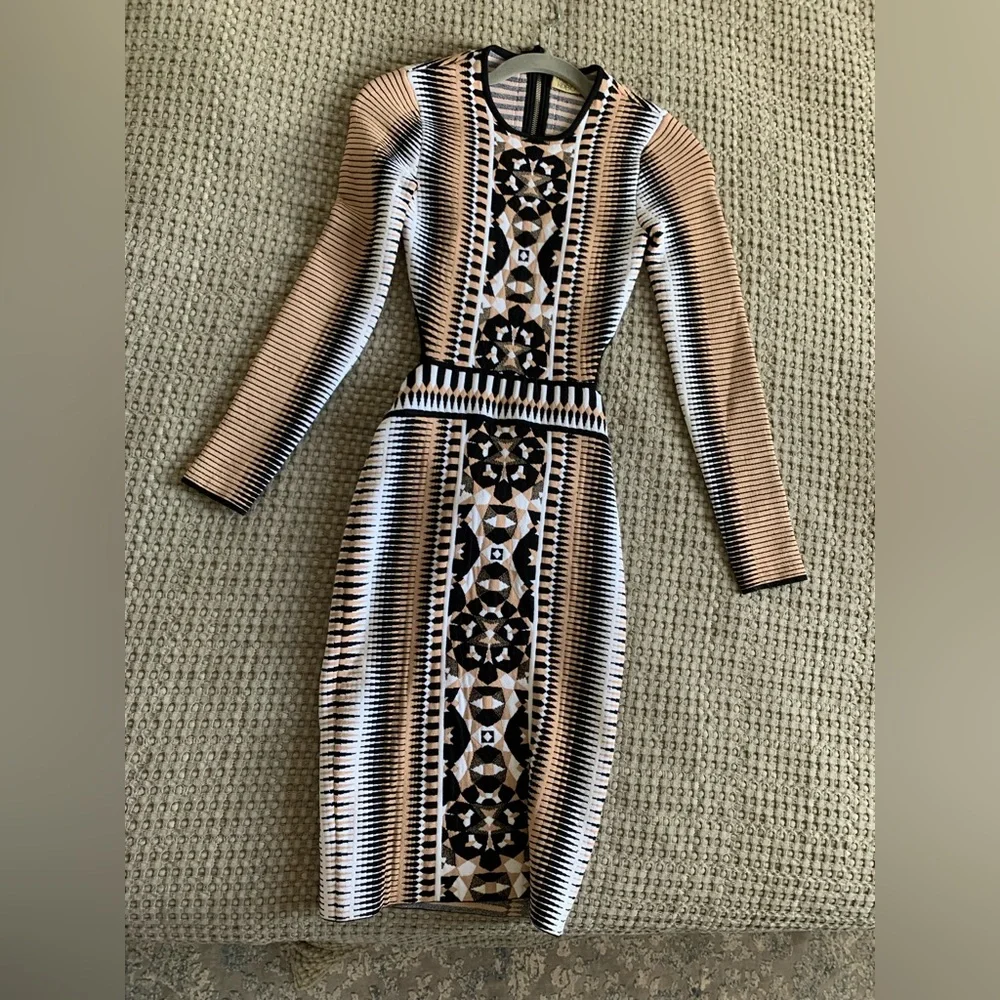 Torn By Ronny Kobo knit black, white, and nude dress - Picture 2 of 9